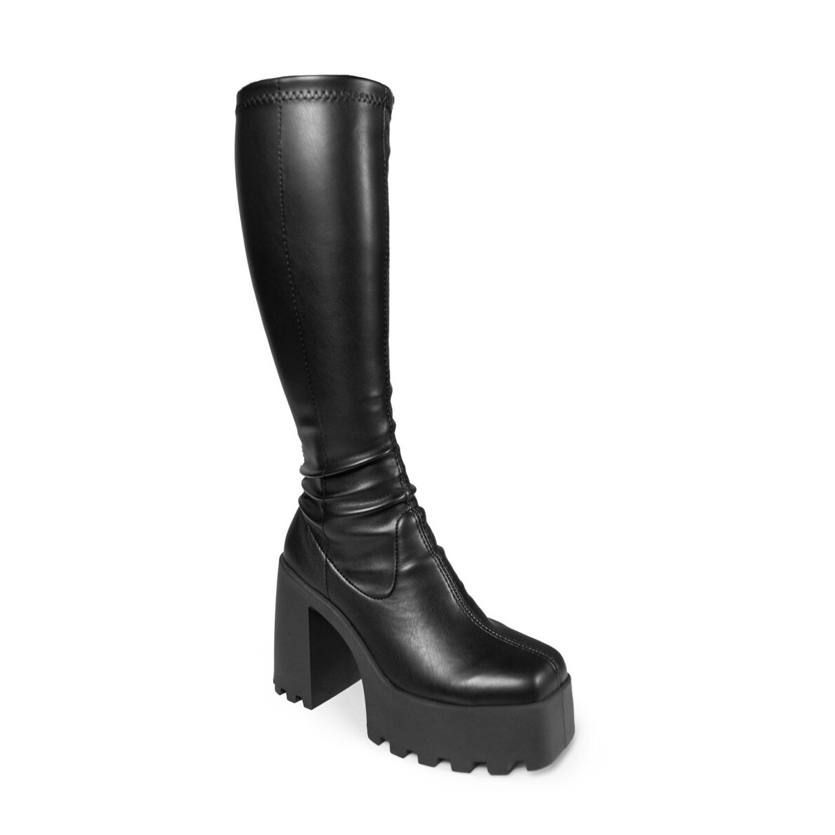 Bottes type cuissardes en cuir synthétique - Noir - Altercore