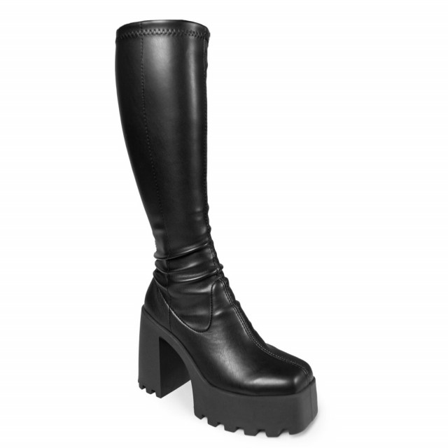 Bottes type cuissardes en cuir synthétique - Noir - Altercore