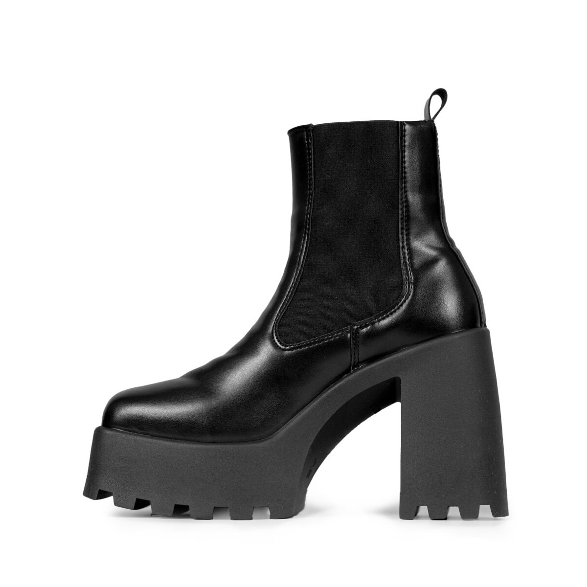 Bottines chelsea à talon en cuir synthétique - Noir - Altercore