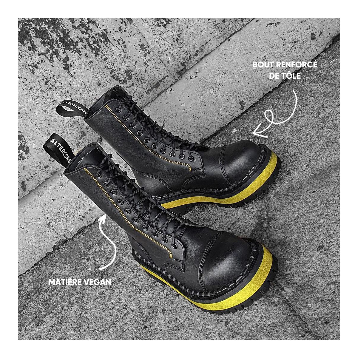 Bottines vegan à plateforme - Noir - Altercore