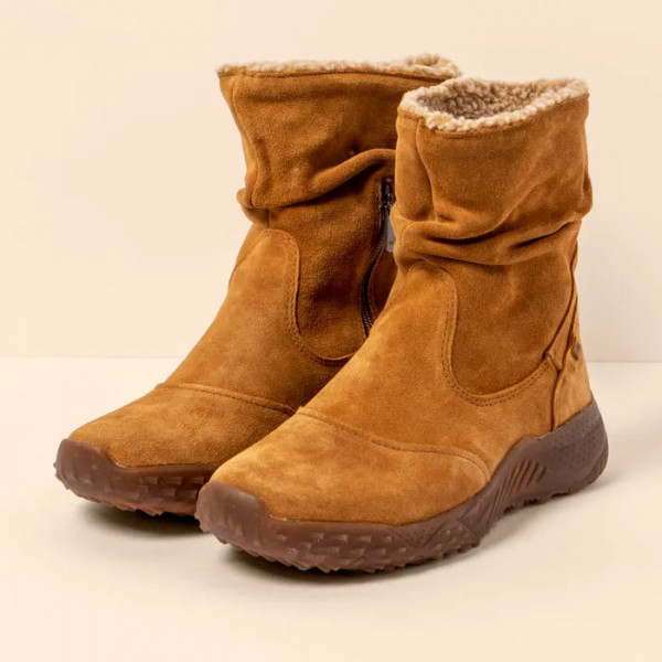 Bottines fourrées en cuir suédé - Marron - El naturalista