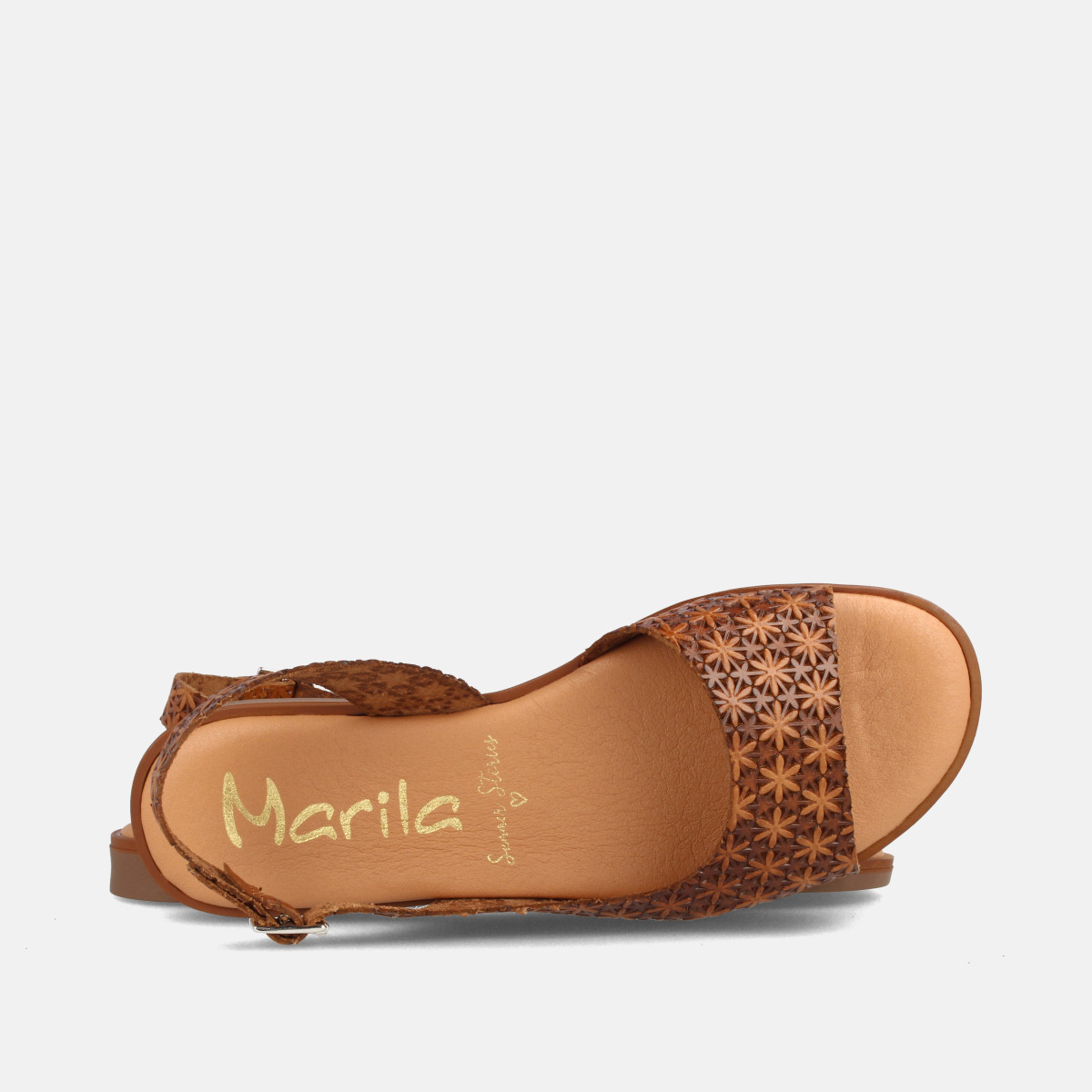 Sandales plates fleurs_Elorell - Marron - Marila
