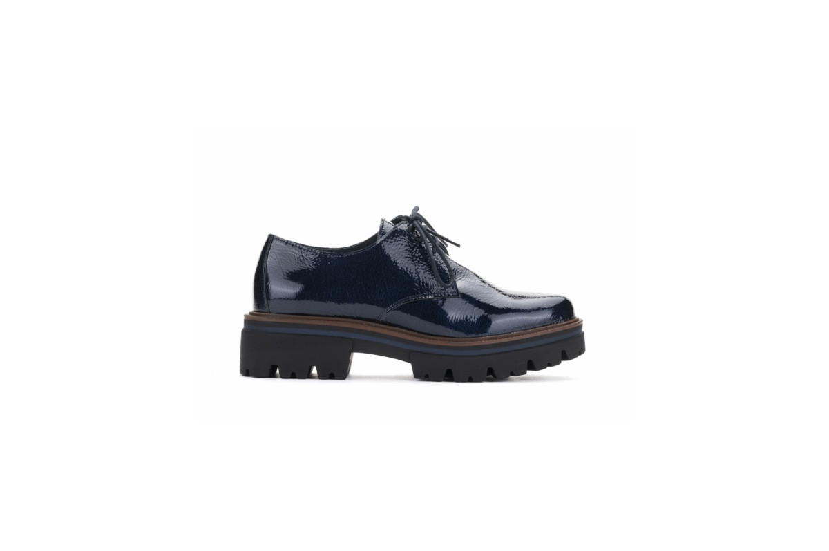 Derbies en cuir à plateforme - Bleu Marine - Lince