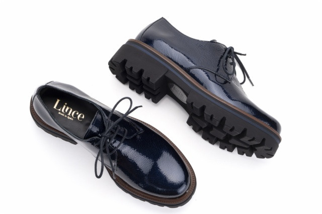 Derbies en cuir à plateforme - Bleu Marine - Lince