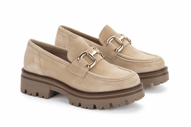 Mocassins plateforme en daim - Beige - Lince