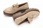 Mocassins plateforme en daim - Beige - Lince