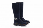 Bottes en daim à plateforme - Bleu Marine - Lince