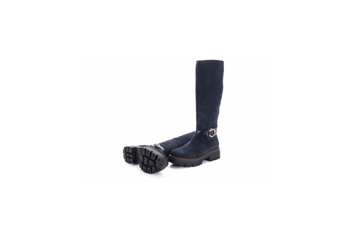 Bottes en daim à plateforme - Bleu Marine - Lince