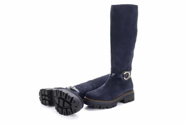 Bottes en daim à plateforme - Bleu Marine - Lince