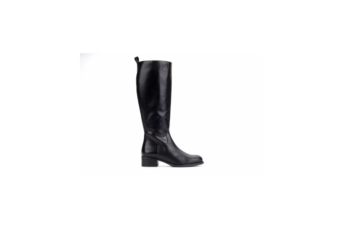 Bottes en cuir style cavalières - Noir - Lince