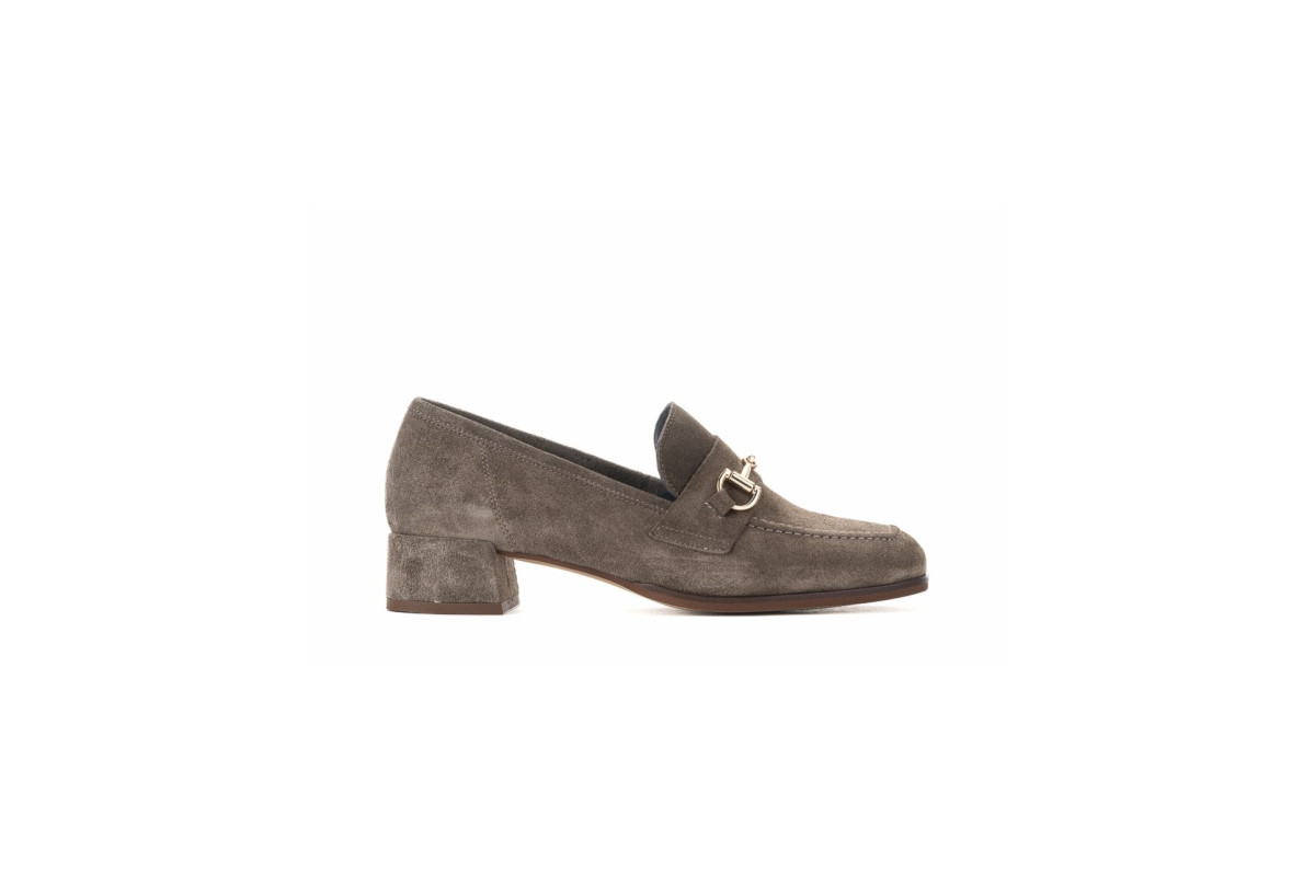 Mocassins en daim à boucle et petit talon - Gris - Lince