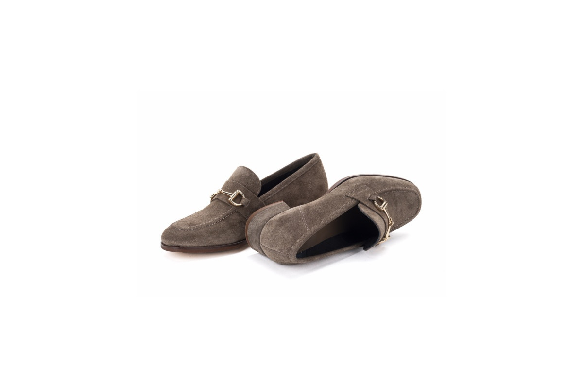 Mocassins en daim à boucle et petit talon - Gris - Lince