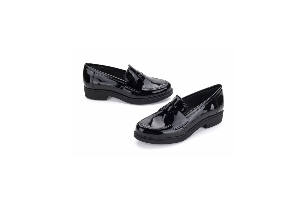 Mocassins en cuir verni - Noir - Lince