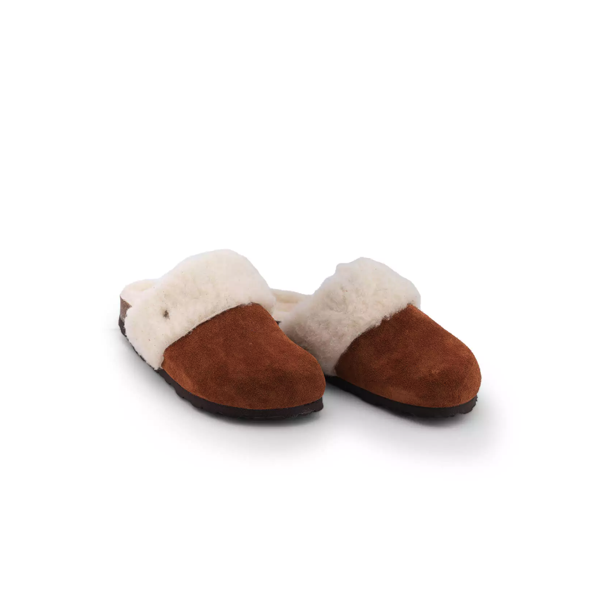 Sabots en fausse fourrure type chaussons - Marron - Futti