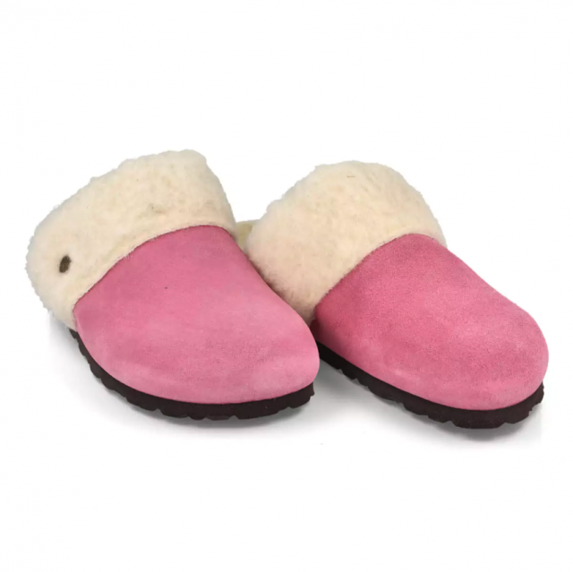 Sabots en fausse fourrure type chaussons - Rose - Futti