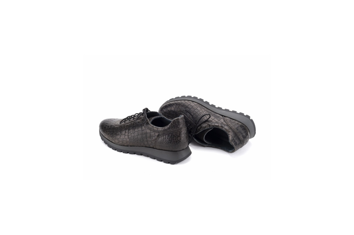 Baskets confortables en cuir matelassé - Gris - Lince