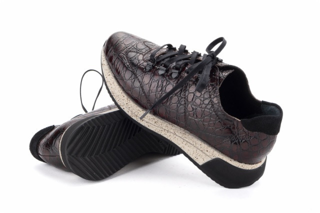 Hommes Plateforme Sneakers Croco Basket Noir