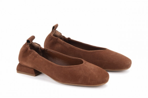 Ballerines petit talon en daim - Marron - Lince