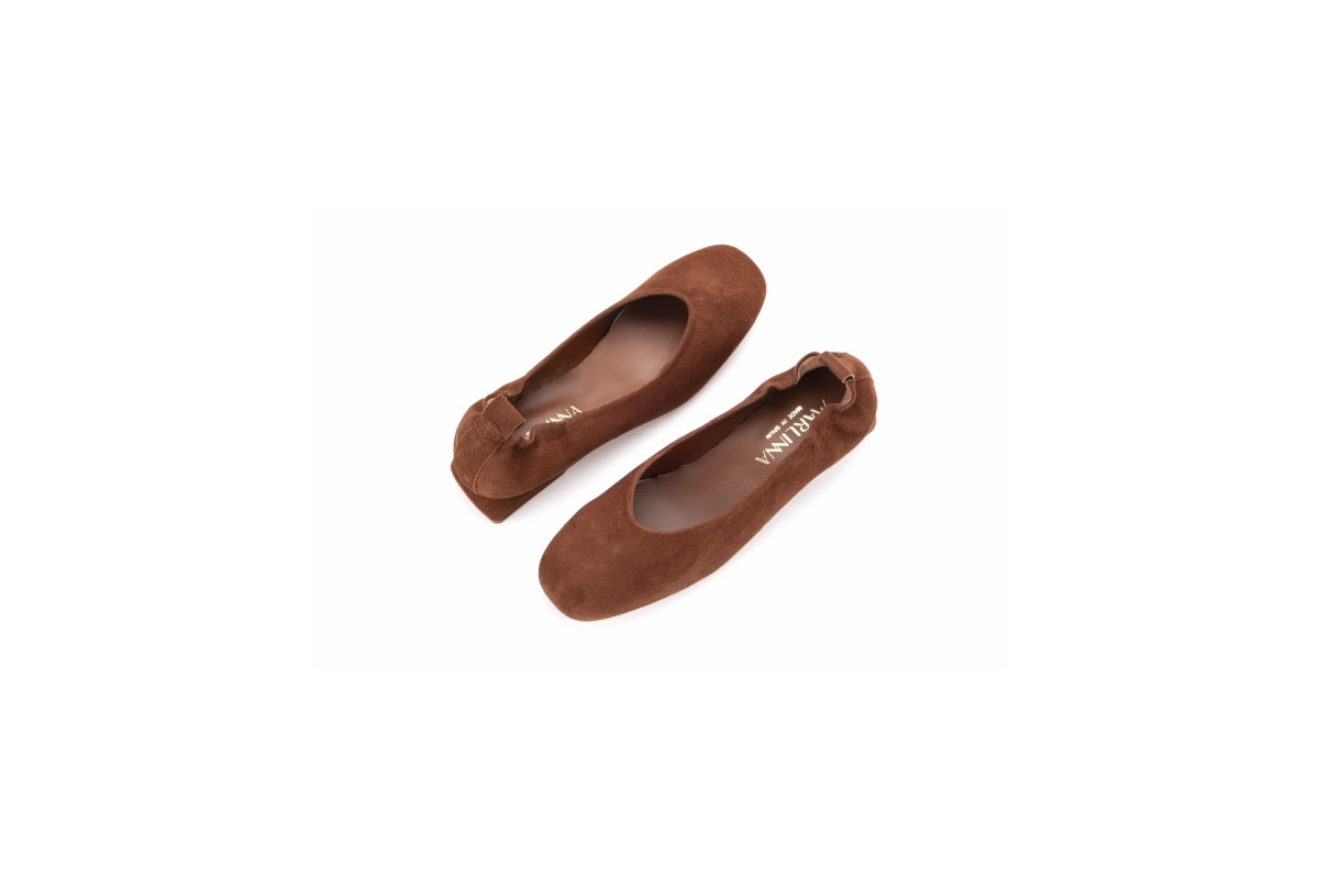 Ballerines petit talon en daim - Marron - Lince