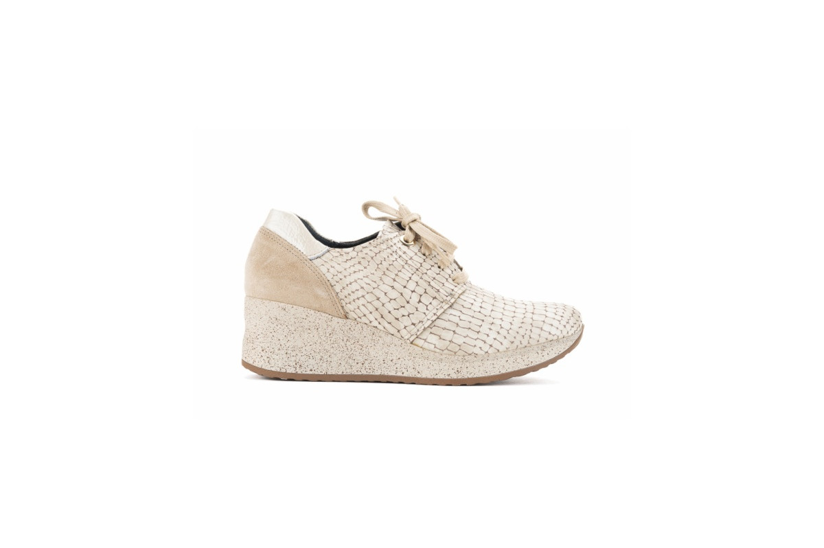 Baskets confortables en cuir à plateforme - Blanc - Lince