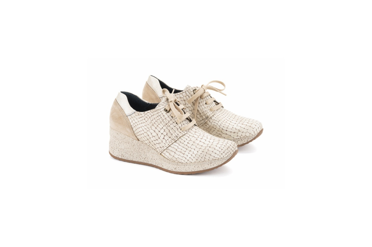 Baskets confortables en cuir à plateforme - Blanc - Lince