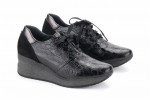 Baskets confortables en cuir à plateforme - Noir - Lince