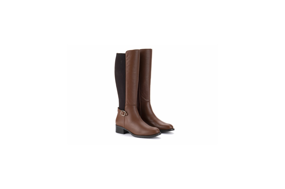 Bottes en cuir style cavalières - Marron - Lince