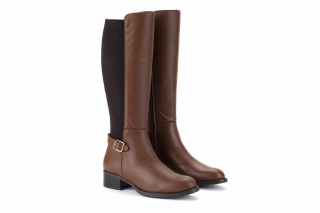 Bottes en cuir style cavalières - Marron - Lince