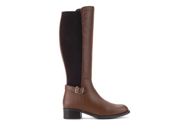 Bottes en cuir style cavalières - Marron - Lince