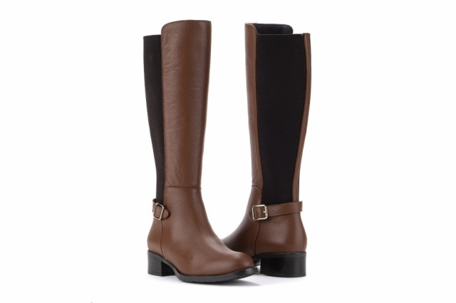 Bottes en cuir style cavalières - Marron - Lince