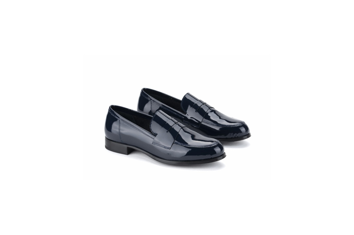 Mocassins en cuir verni - Bleu Marine - Lince