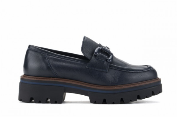 Mocassins plateforme en cuir - Bleu Marine - Lince