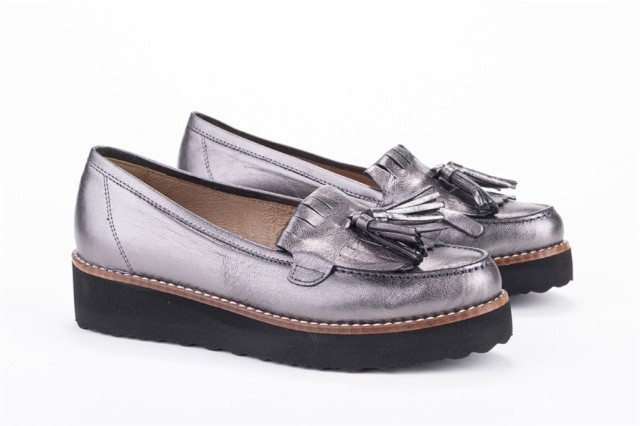 Mocassins en cuir compensés - Argent - Lince