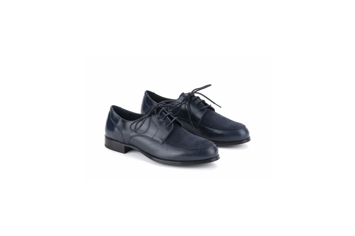 Derbies femme en cuir - Bleu Marine - Lince