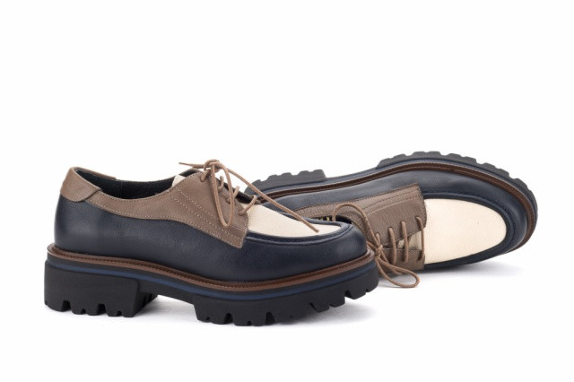 Derbies femme en cuir à plateforme - Marron - Lince