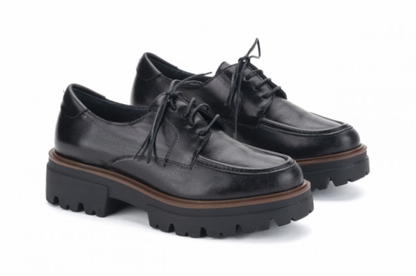 Derbies femme en cuir à plateforme - Noir - Lince