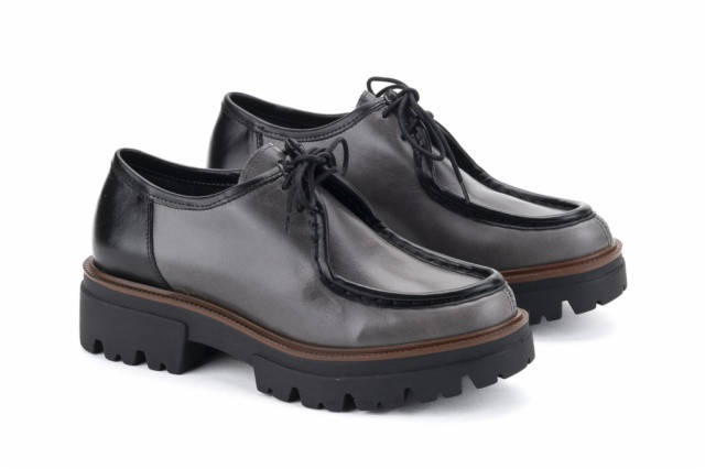 Derbies femme en cuir à plateforme - Gris - Lince