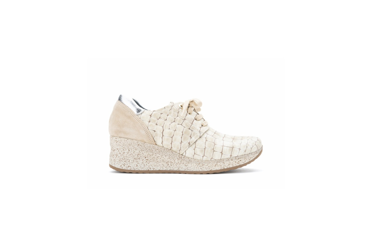 Baskets confortables en cuir à plateforme - Beige - Lince