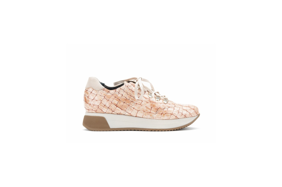 Baskets confortables en cuir effet croco - Orange - Lince