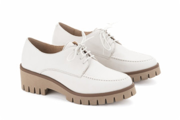 Derbies femme en cuir à plateforme - Blanc - Lince