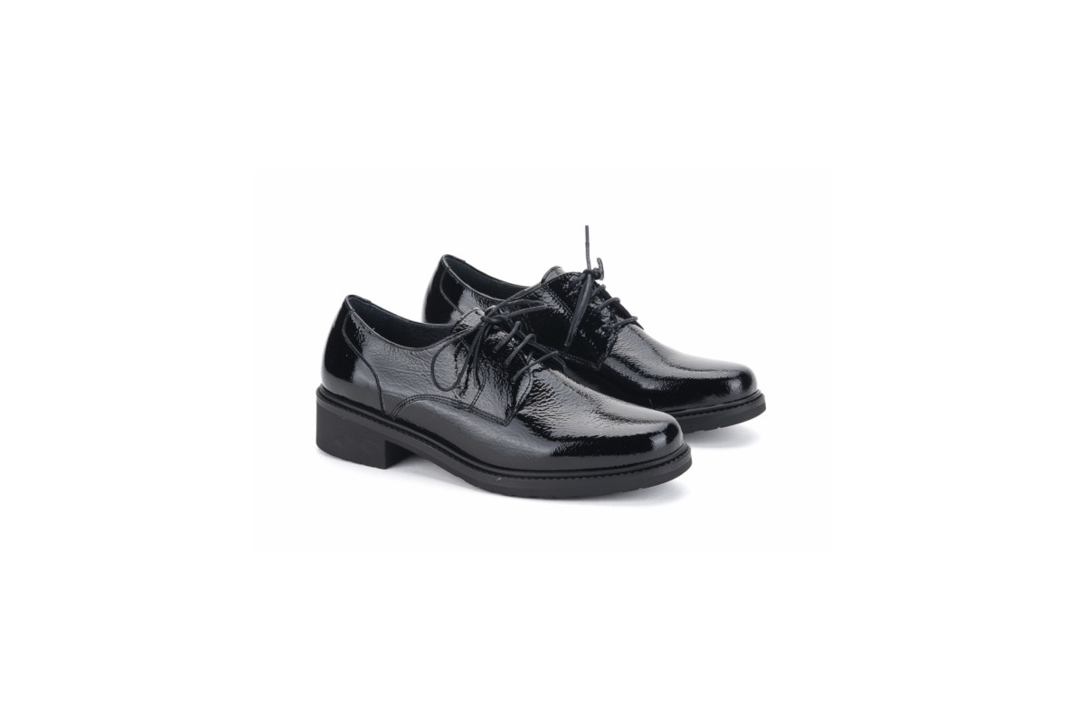 Derbies femme en cuir verni - Noir - Lince