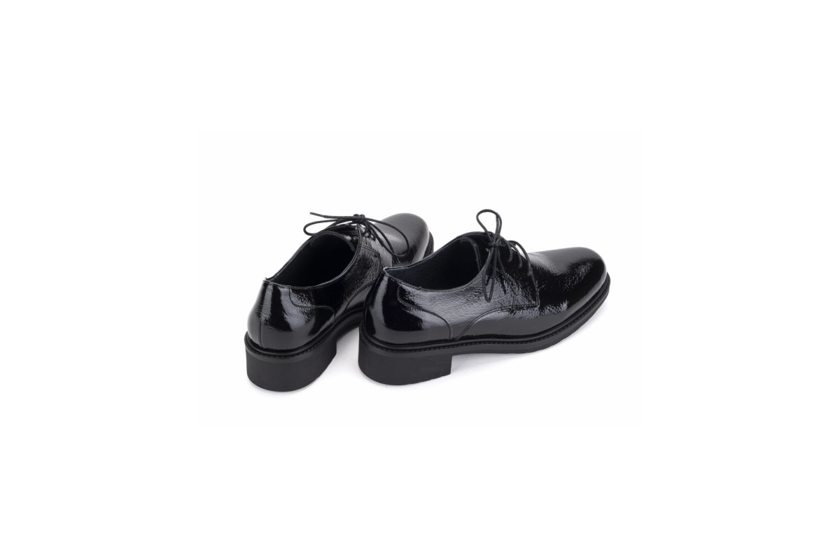 Derbies femme en cuir verni - Noir - Lince