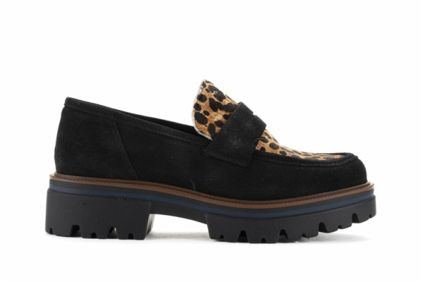 Mocassins plateforme en daim - Noir - Lince