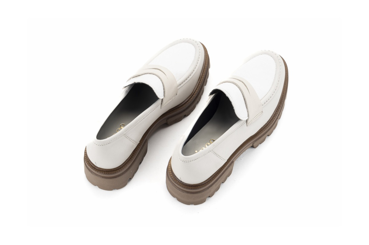 Mocassins plateforme en cuir - Blanc - Lince