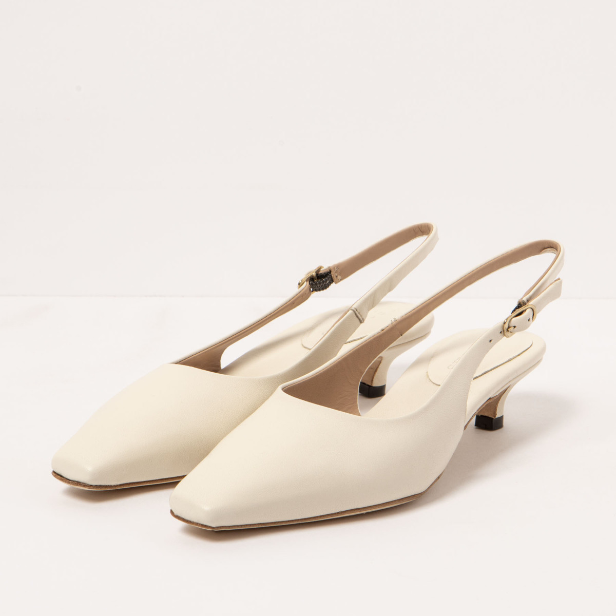 Escarpins en cuir à petit talon - Beige - Neosens