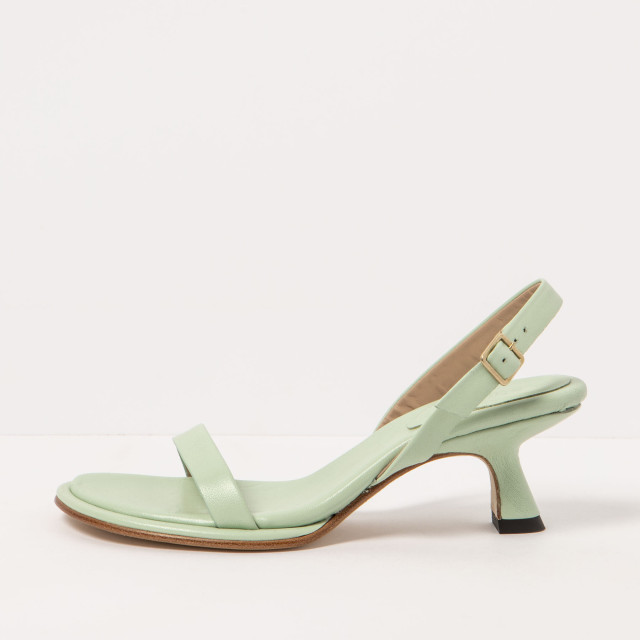 Sandales en cuir à petit talon entonnoir - Vert - Neosens