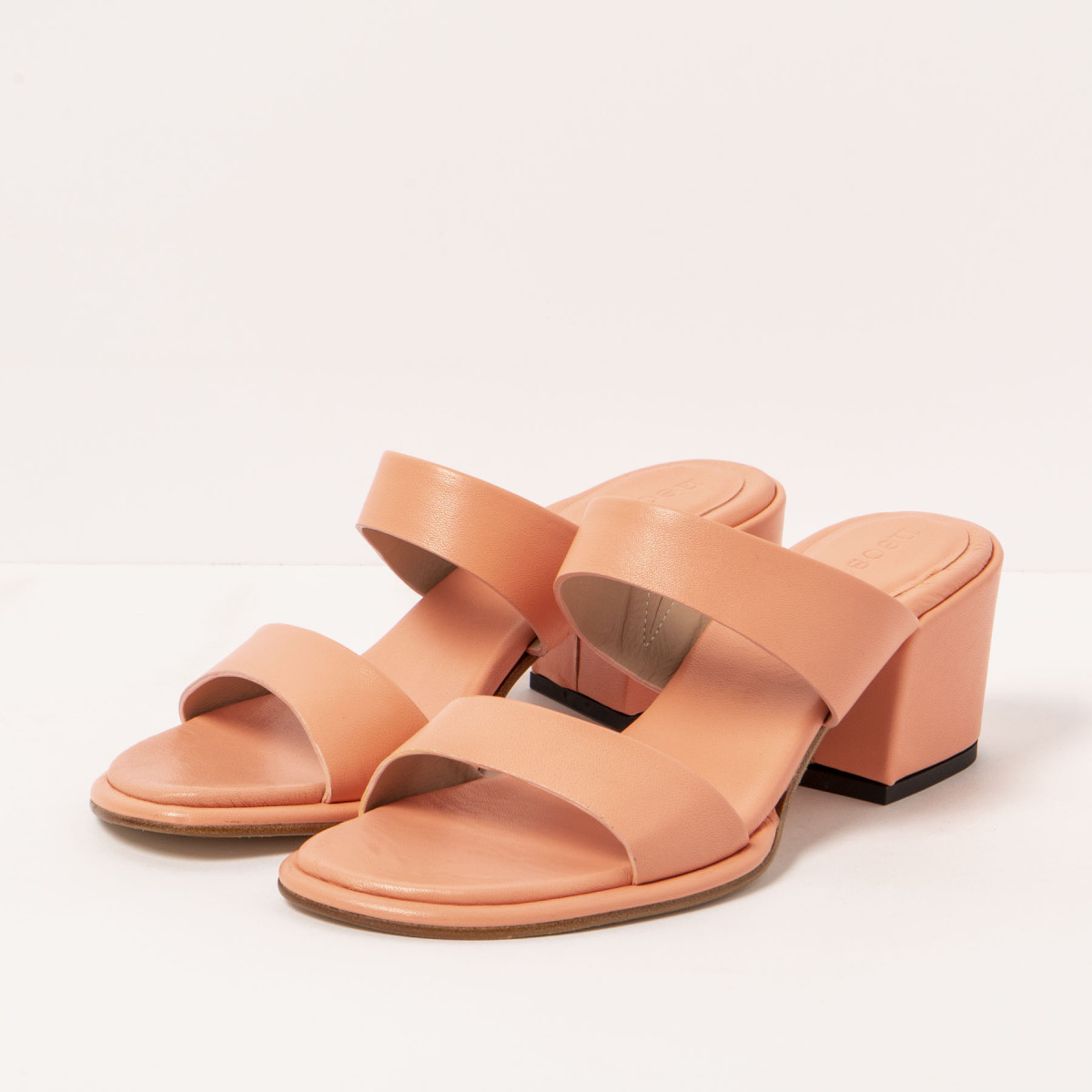 Mules à talon bottier en cuir - Rose - Neosens