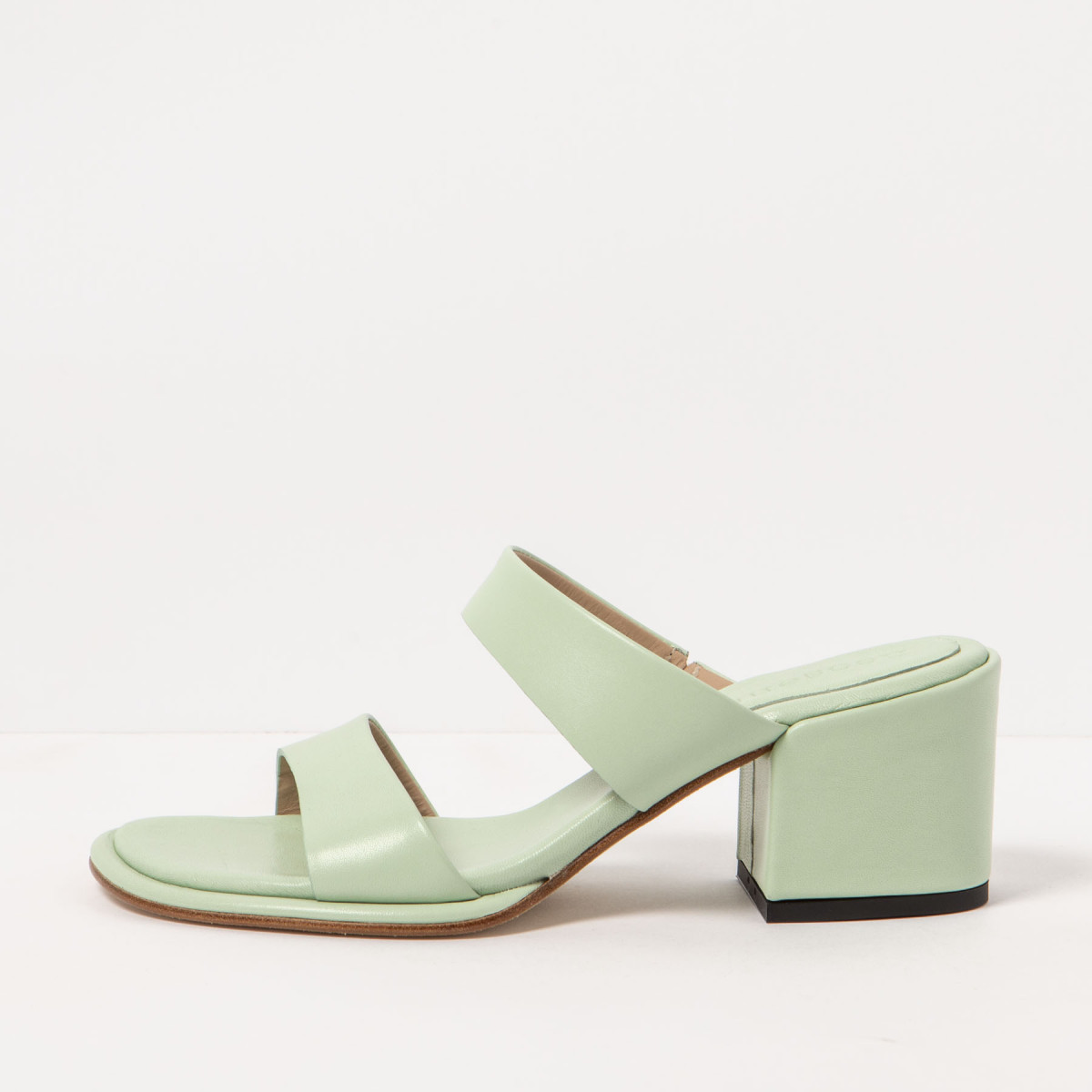 Mules à talon bottier en cuir - Vert - Neosens