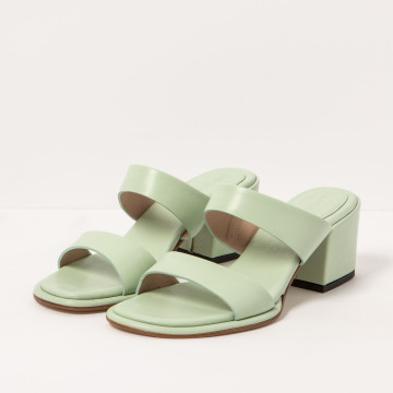 Mules à talon bottier en cuir - Vert - Neosens