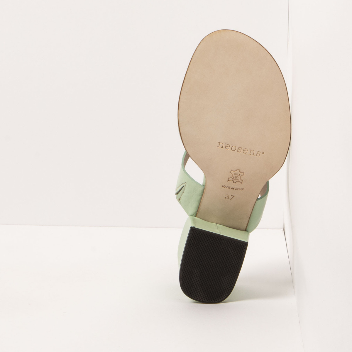 Mules à talon bottier en cuir - Vert - Neosens